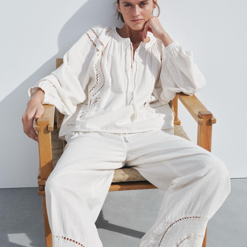Zara Embroidered Billow Blouse